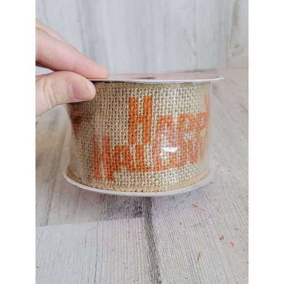 Happy Halloween burlap ribbon string pumpkin prop decor - Picture 2 of 7